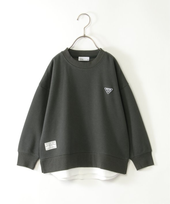 裏起毛レイヤードワッペントレーナー（120~160cm）,ikka| TOKYO DESIGN 