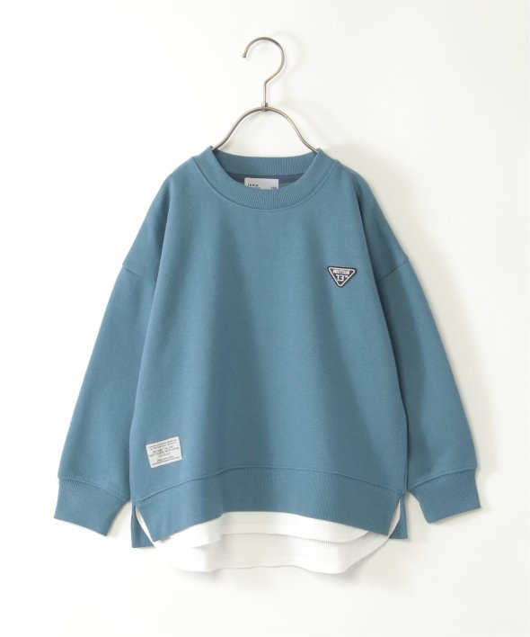 裏起毛レイヤードワッペントレーナー（120~160cm）,ikka| TOKYO DESIGN 